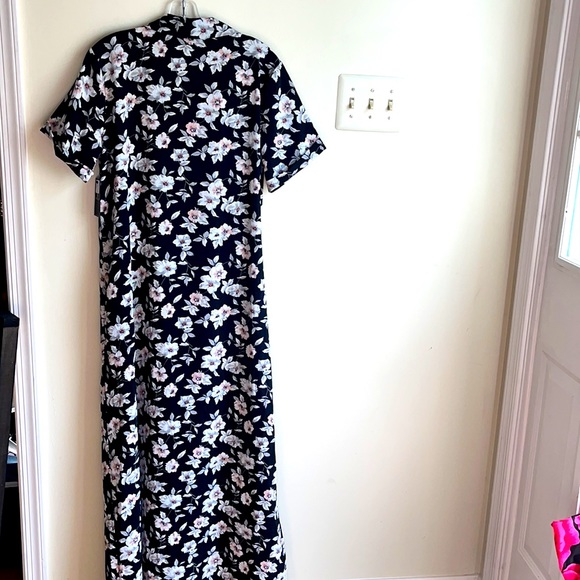 Floral Wrap Shirt Style Maxi Dress - Picture 3 of 7